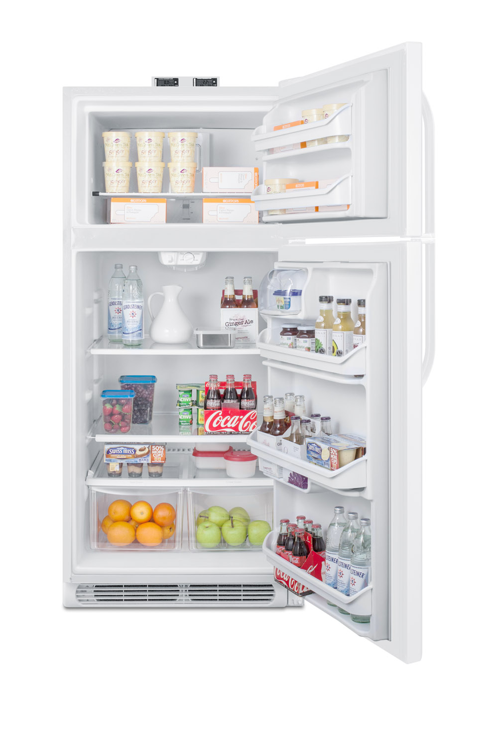 18 cu.ft. break room refrigerator-freezer in white with NIST calibrated alarm/thermometers